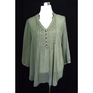 Rose & Olive Black/Yellow Geometric Print Tunic Top 3X